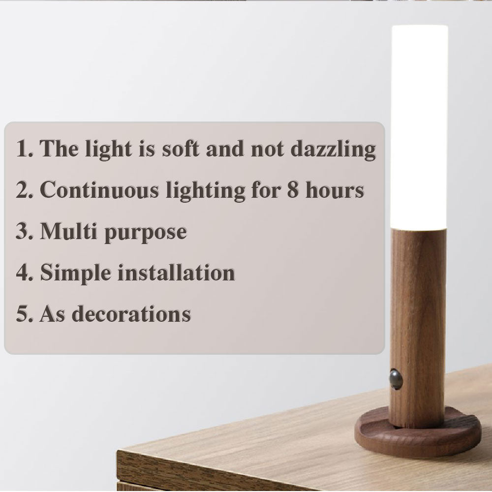 Motion Sensor Wall Light Auto LED USB Magnetic Wood Wireless